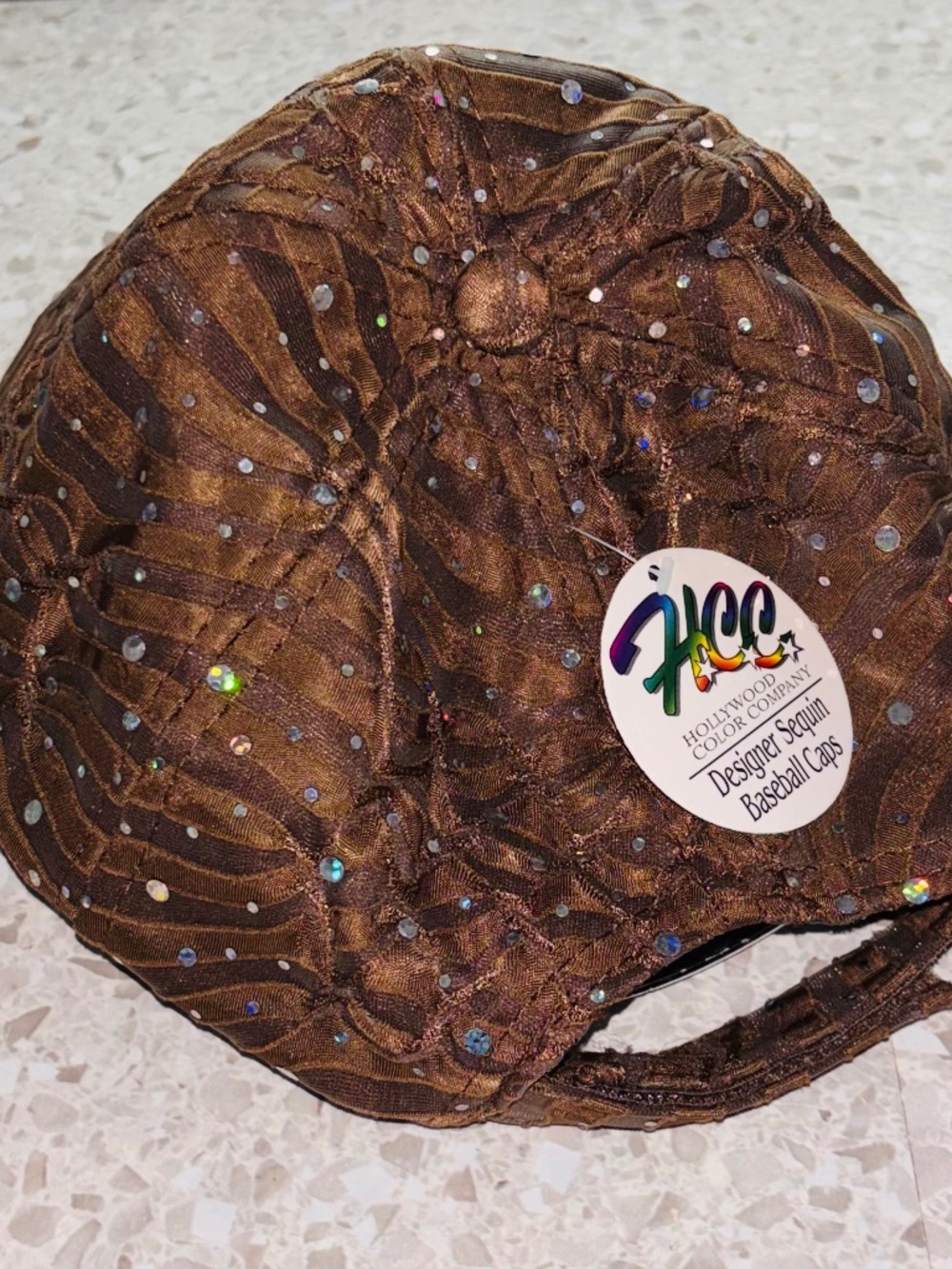 Hollywood color company HCC Easy Adjust Size Cap Bling Brown NWT.
